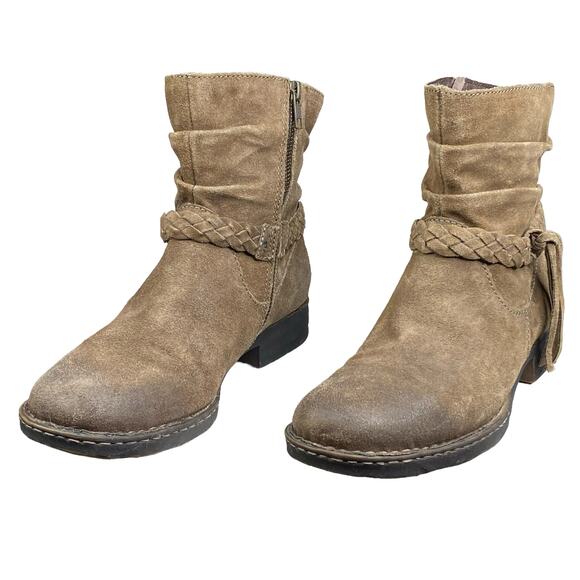 Born Women's Ouvea Brown Leather Braided Ankle Boots Size US 9 - Picture 6 of 11